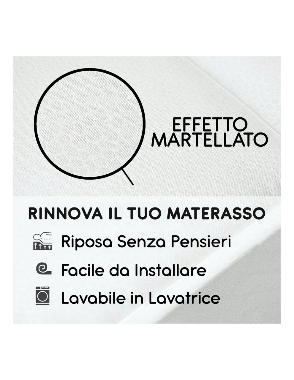 Primo piano del tessuto del topper con effetto martellato